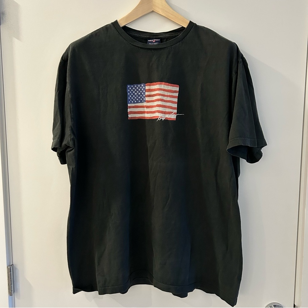 Vintage - Polo Ralph Lauren -  Black Cotton Tee - Size XL